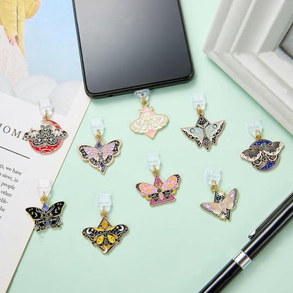 7-10Pcs Dust Plug Charm Type C with Alloy Pendants Cute Cell Phone Charms for Most Type C Phone,Readers Device