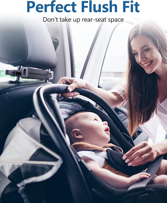 Car Headrest Backseat Mount,Phone/Tablet Car Holder,360°Rotation,Solid & Steady,Car Trip Essentials,Adjustable Back Seat Tablet Holder,Compatible for All 4"-11" Tablets,iPad,Cellphones,