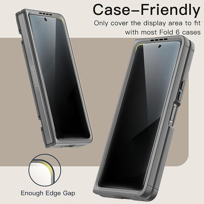 JETech Front Privacy Screen Protector for Samsung Galaxy Z Fold 6, 2-Pack | Anti-Spy Privacy Protection, Tempered Glass, Easy Installation Tool, Case-Friendly, Anti-Scratch Design