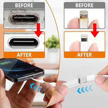 Cell Phone Cleaning Kit, iPhone Cleaning Kit for Charging Port Cleaner Keyboard Cleaning Kit for Airpods/Android/USB C/Earbuds/Laptop/iPad/Camera Lens with Stylus Pen (White, Brush Refill)