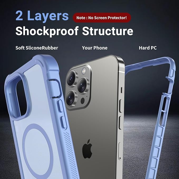 jaroco Magnetic for iPhone 13 Pro Max Case, [Compatible with MagSafe][Military Grade Drop Protection][Heavy Duty Protection][Non-Slip][Shockproof] 2-Layer Durable Bumper Phone Case 6.7''-Blue Purple