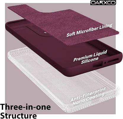 oakxco for Motorola Moto Edge 2024 Phone Case Liquid Silicone, Thin Slim Soft Rubber Gel TPU Plain Protective Simple Cover for Women Girl Cute, Matte Solid Color Aesthetic, Burgundy Wine