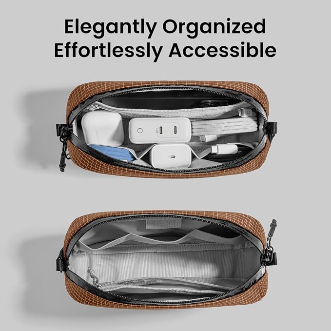 tomtoc Electronics Organizer Travel Case Performance, Cable Tech Pouch | Water Resistant Accessories Bag Carry Storage for Cord, Phone, Cables, Airpods, USB Flash Drive, Daily Items