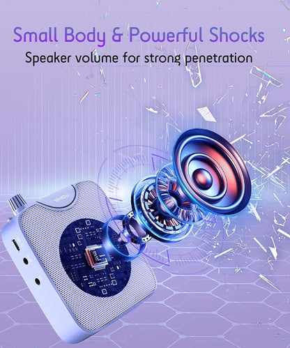 SHIDU 35W Power Voice Amplifier with Bluetooth Wireless Lavalier Microphone, Portable Teacher Mic with Speaker Personal Clip On Microphone System for Teacher Meeting Training-M500 (Purple)