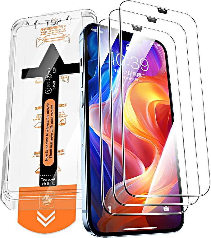 3 Pack for iPhone 12 Pro Max Screen Protector 6.7 Inch, Auto Dust Removal, 9H Hardness, Anti-Fingerprint, HD Clear Tempered Glas with Auto Alignment Kit