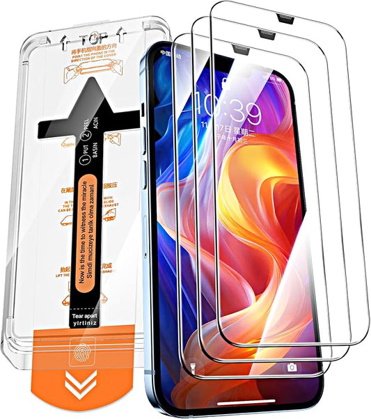 3 Pack for iPhone 12 Pro Max Screen Protector 6.7 Inch, Auto Dust Removal, 9H Hardness, Anti-Fingerprint, HD Clear Tempered Glas with Auto Alignment Kit