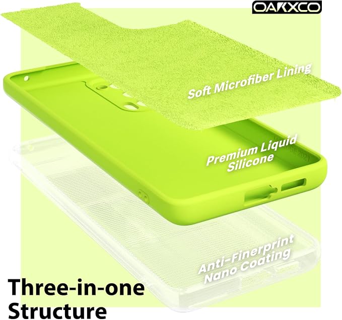 oakxco for Motorola Moto Edge 2021/Edge 2021 5G UW Phone Case Liquid Silicone, Neon Bright Solid Color, Thin Slim Soft Rubber Gel Matte TPU Plain Simple Cover for Women Girl Cute, Lime Neon Green
