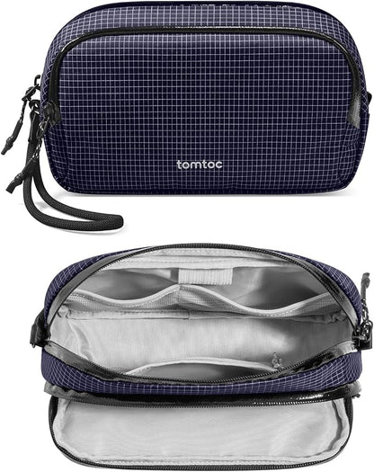 tomtoc Electronic Organizer Travel Case Performance, Dual Compartment Bag | Water Resistant Cable Organization Storage for Charger, Cord, Phone, Hard Drive, Power Bank, Accessories Travel Essentials