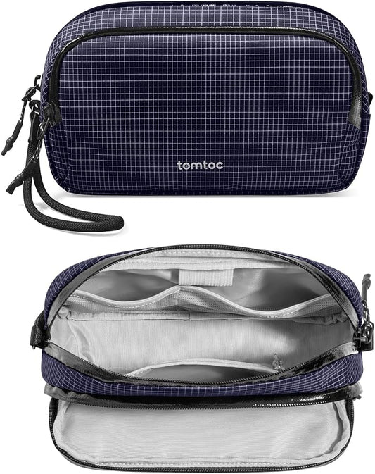 tomtoc Electronic Organizer Travel Case Performance, Dual Compartment Bag | Water Resistant Cable Organization Storage for Charger, Cord, Phone, Hard Drive, Power Bank, Accessories Travel Essentials
