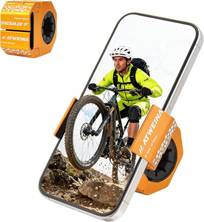 Bike Phone Holder, Motorcycle Phone Mount, Aluminum Alloy Bicycle Handlebar Cell Phone Stand, 360°Rotate Ebike Scooter Phone Clamp Clip, Suitable for 4.5-7.0" Smartphones (Gold)