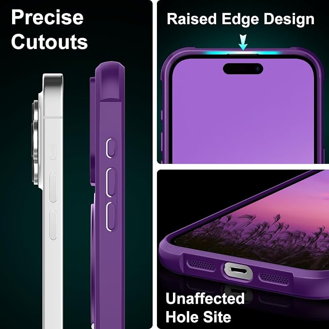 360° Magnetic Swivel Ring for iPhone 16 pro case, Built-in Metal Stand and Ring Holder, Magsafe Compatible, Military Grade Protection, Shockproof - Purple