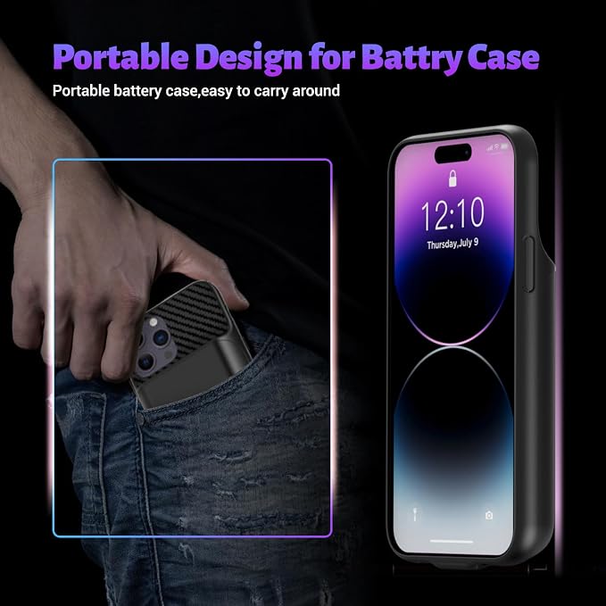 Battery Case for iPhone 14 Pro Max/13 Pro Max/12Pro Max/14 Plus (6.7 inch) [2026 Upgraded] 13800mAh Portable Extended Charging Case Charger Battery Pack with Tempered Glass Screen Protector-Black