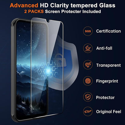 For Samsung Galaxy A17 5G Phone Case:A17 Case [Compatible with Magsafe] with 2PC Tempered Glass Screen Protector,Camera Bump Protection,Slim Frosted Translucent Soft-Touch for Galaxy A17,Matte black