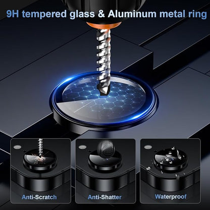 AFARER for iPhone 16e 2025 Camera Lens Protector, Individual Metal Ring Tempered Glass Lens Cover[9H Hardness][Anti-Shatter] Thin HD Camera Clear Cover, 1 Set-Black