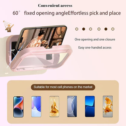 360° Rotatable Retractable Adjustable Shower Phone Case Holder,Anti-fog HD & sensitive screen ,Wall Mounted Phone Holder for Bathroom Mirror Bathtub Kitchen,Shower Accessories for 4-7" Phones (pink)