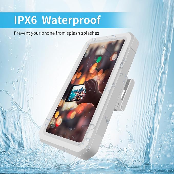 Shower Phone Holder Waterproof, 480° Rotatable Retractable Adjustable Anti-Fog High Sensitivity Touch Screen Bathroom Shower Phone Case, Bathroom Wall Phone Mount for 4-7" Cellphones (White)
