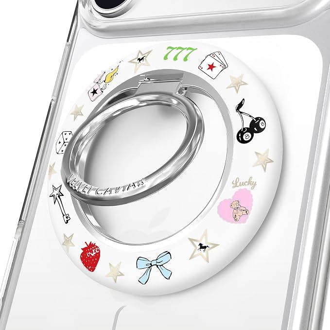 VELVET CAVIAR Compatible with MagSafe Phone Grip 2.0 | Cute Magnetic Ring Holder | Finger Loop Kickstand | Pop On Accessory for iPhone 17, 16, 15, 14, 13, 12 | Lucky Charm