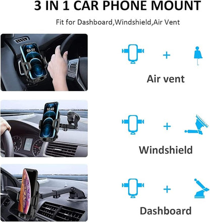 Car Phone Holder Mount Dashboard/Air Vent/Windshield for Moto Motorola G Power 2022 2021 /G Pure/G 5G/Edge 2021/One 5G Ace/G7 Z4 Z3/E 2020 E6,LG Velvet Wing,K92 K51 Q70,Stylo 6 5,V60 G8 G8X V40 Thinq