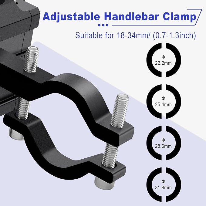 NineLeaf 5Pcs Bike Phone Mount Holder, Aluminum Motorcycle Phone Mount, Bicycle Handlebar Cell Phone Mount Rotatable for Exercise Bike Ebike Scooter Camera Friendly Suitable for 2.2"-3.7" Phones