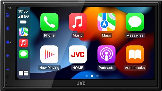 JVC KW-M590BT Single Din/Double Din Car Stereo (50W x 4-Ch), L-Shaped Chassis Fits Most Cars, Large 6.8" Hi-Res Touchscreen, AM/FM, Apple CarPlay, Android Auto, Rear Camera Input, USB 2.1 Fast Charge