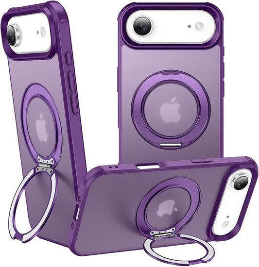 360° Magnetic Swivel Ring for iPhone 17 air case, Built-in Metal Stand and Ring Holder, Magsafe Compatible, Military Grade Protection, Shockproof - Purple
