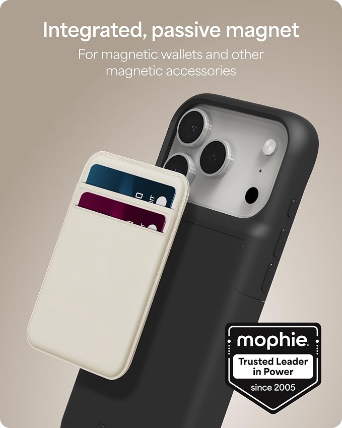 Mophie Juice Pack Battery Case for iPhone 17 Pro - Slim Charging Case, Up to 50% Extra Battery Life, High Impact Protection, Magnetic Back for Wallets & Mounts, Sustainable Material, Black