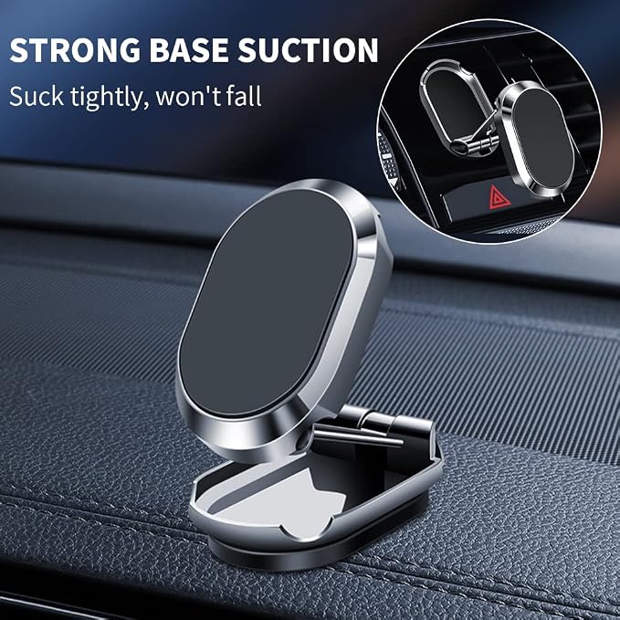 2025 New Alloy Folding Magnetic Car Phone Holder, Magnetic Car Phone Holder Mount Rotatable (1Set)