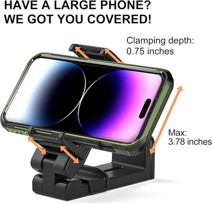 Perilogics Gen 2 Airplane Phone Holder Mount – Silent Hands-Free Travel Phone Stand, Travel Essential for Flying, 360° Adjustable Tray Table Phone Holder Fits iPhone, Android & Gaming Devices