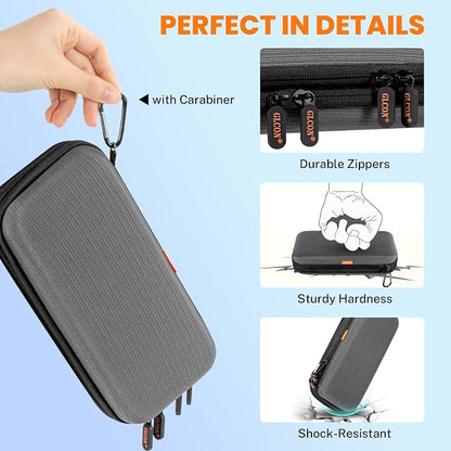 Double-Layer Electronics Organizer Travel Case, Multiple Pockets | Hard Shell Carrying Bag,Portable Tech Zipper Pouch for Charger, Phone, Power Bank, Cable, USB Flash Drive & SD Card