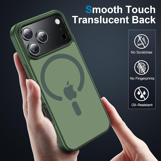 for iPhone 17 Pro Max case with Camera Lens Protector [10Ft Military-Grade Protection] Compatible with fit MagSafe Shockproof Cover Phone case for iPhone 17 Pro max 6.9 inch,Alpine Green