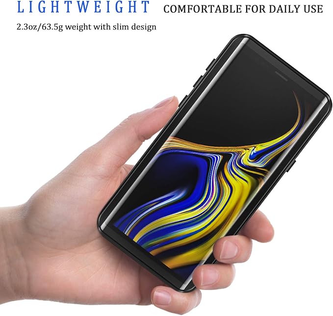 Lanhiem for Galaxy Note 9 Phone Case, IP68 Waterproof Dustproof Shockproof Case with Built-in Screen Protector, Full Body Underwater Protective Clear Cover for Samsung Galaxy Note 9, Black