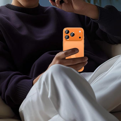 Camera Lens Protector for iPhone 17 Pro Camera Lens Protector [Strong Adsorption] [Not Easy to Break] Metal Tempered Glass Rear Camera Screen Cover - Orange