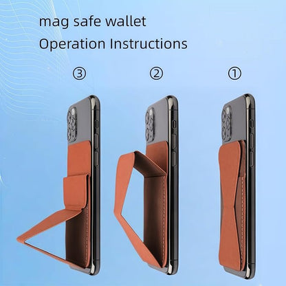 for MagSafe Wallet RFID Blocking, 2 Card Holder, Stand Strong Magnetic Grip, Slim Leather Phone Wallet, Compatible with iPhone 17/16/15/14/13/12 Series (Brown Small Support)