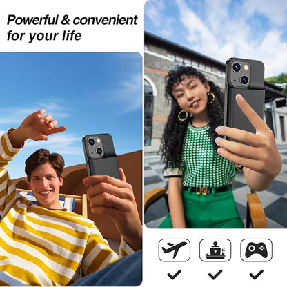 GIN FOXI Battery Case for iPhone 15 Pro/15, Rechargeable Case 15W Fast Charging Charger Real 7000mAh Ultra-Slim Anti-Fall Protection Extended Charger for iPhone 15 &15 Pro Black