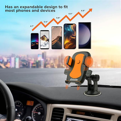 Armor All Phone Mount for Cars, 3-in-1 Phone Holder, Suction Dashboard, Windshield, & Vent Mount, 360° Rotation, Fits iPhone Max, Android, and All Smartphones, 3.5” inch Grip, Quick Release Button