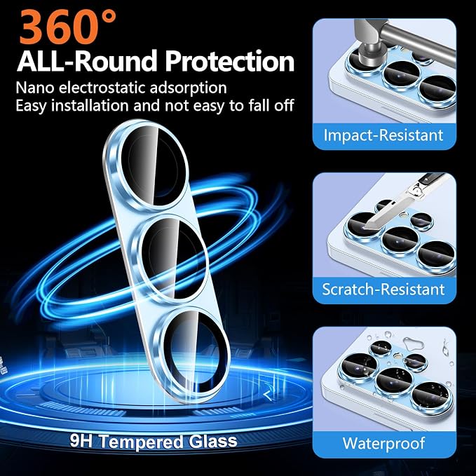 for Samsung Galaxy S26 Ultra Camera Lens Protector, Electroplated Matte Back with 9H Tempered Glass Lens Protector, [Strong Adsorption] [Case-Friendly] Metal Ring HD Clear Lens Cover, Blue