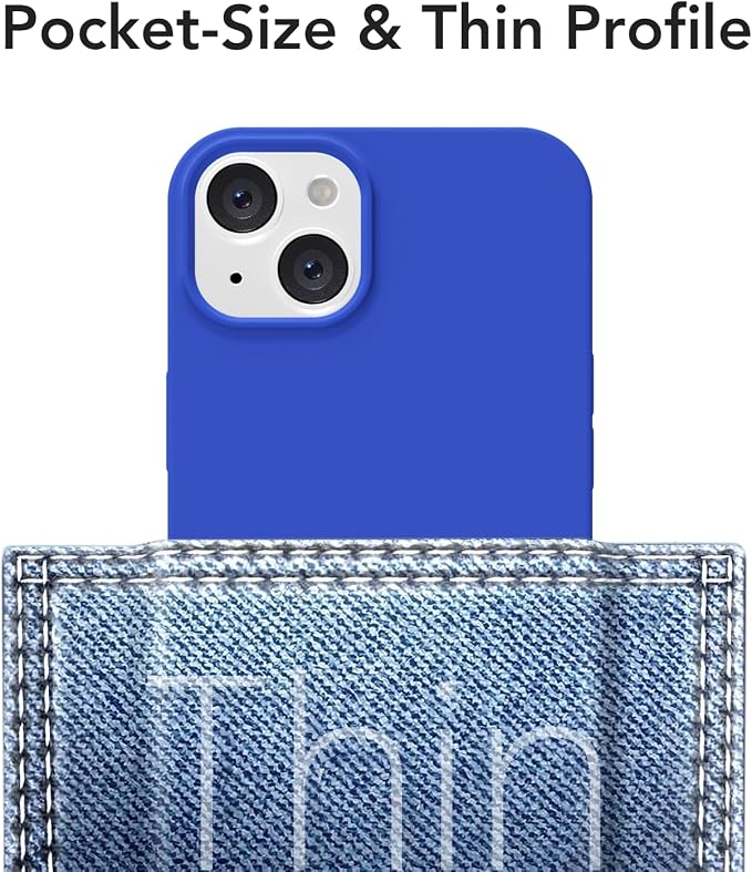 for iPhone 15 Plus/ 14 Plus Case Silicone Compatible with Magsafe Case, Ultra Slim Thin Magnetic Phone Cases Mag Safe, Cute Soft Rubber Gel Matte Wireless Charging Cover for Women, Royal Blue
