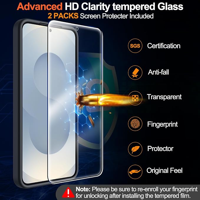 MOZOTER for Samsung Galaxy S25 Case with Magnetic,[Compatible with MagSafe][15Ft Military Dropproof][2*Screen Protector] Translucent Matte Anti-Slip Back Slim Shockproof Case for S25,6.2"-Black