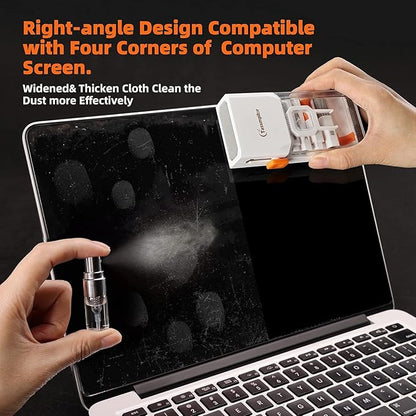 Laptop Cleaning Kit, All in 1 Keyboard Cleaning kit for MacBook iPad iPhone, Compact Keyboard Cleaner with Brush and Spray for Tablet, Airpods, Earbud, Computer Screen, PC Monitor, White