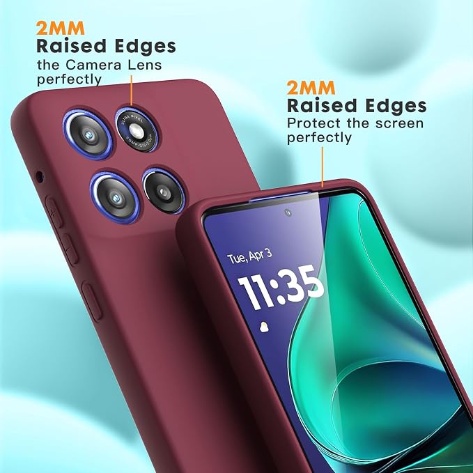 Case for Motorola Moto G Stylus 5G 2025, 2 Pack Tempered Glass Screen Protectors, Soft TPU Liquid Silicone Shockproof Gel Case-Burgundy