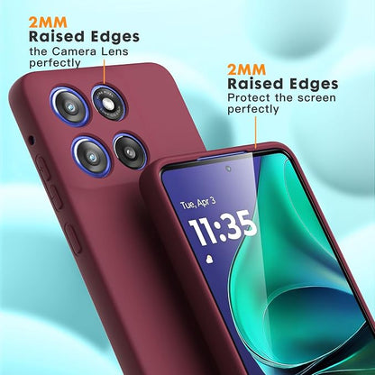 Case for Motorola Moto G Stylus 5G 2025, 2 Pack Tempered Glass Screen Protectors, Soft TPU Liquid Silicone Shockproof Gel Case-Burgundy