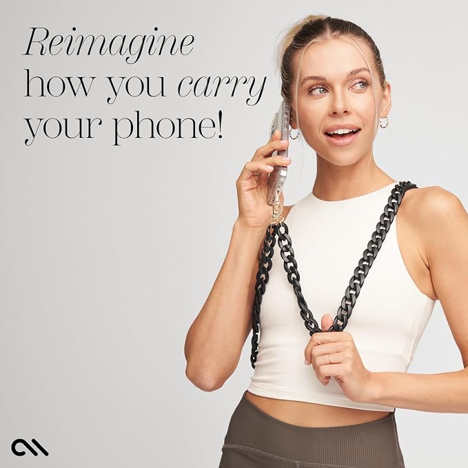 Case-Mate Crossbody Phone Lanyard / Chain [Works with All Phones] Hands-Free Strap - Cell Phone Charm - Neck Chain Holder for iPhone 17 Pro Max / 16 Pro Max / 15 Pro Max / 14 / 13 / S26 Ultra - Black