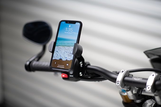 Techmount Universal Motorcycle Control Mount 4-31001-B-TechGripper - The Most Dependable Holder for Phones with or Without a Case! - Extra Strong and Reliable - Adjustable to Fit Most Motorcycles!