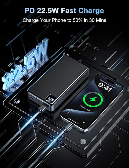 Portable Charger Power Bank, PD 22.5 W Fast Charging Large Capacity Battery Pack, 56800mAh Portable Phone Charger for Travel Camping Essential Compatible with iPhone 17/16/15/14/13 Series, iPad-Black