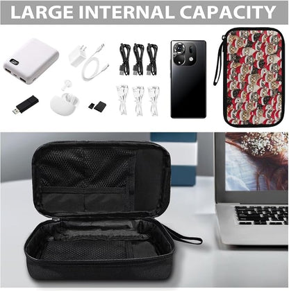 Christmas Cat Print Electronics Organizer Travel Case, Water Resistant Cable Organizer Bag for Travel Essentials, Tech Gifts for Men, Storage Bag as Accessories for Phone, Cord