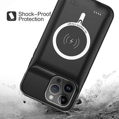 Battery Case for iPhone 15 Pro, Upgraded 10000mAh Battery Pack Rechargeable Charger Case with Carplay Wireless Charging Compatible for iPhone 15 Pro(6.1 inch) External Battery Charging Cover(Black)