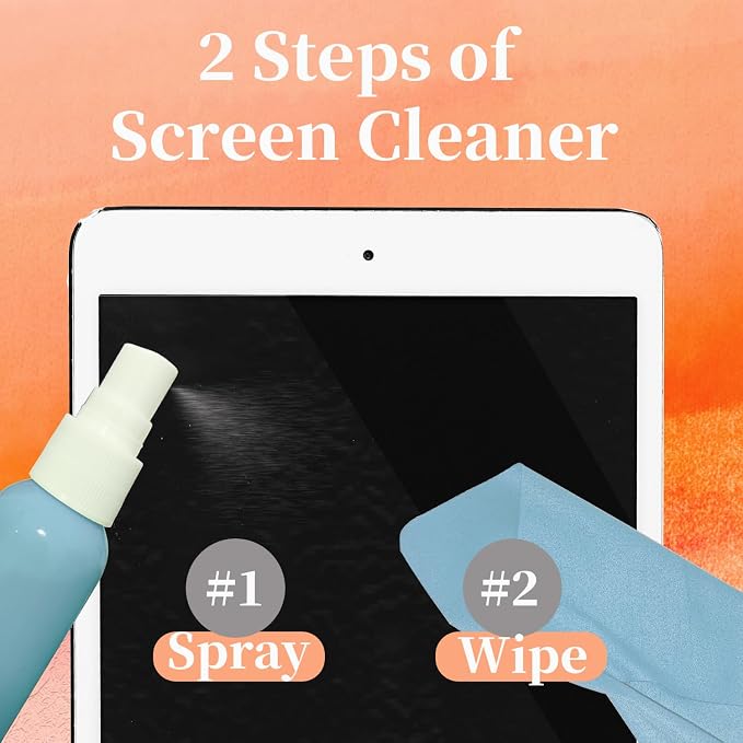 4-Pack Screen Cleaner Spray and 2 Pcs Microfiber Cloth Kit - for LCD, Laptop, PC, MacBook, iPhone, iPad, Computer Monitor, TV, Phone, Tablet, Touchscreen, Eyeglass Lens, and Car Display