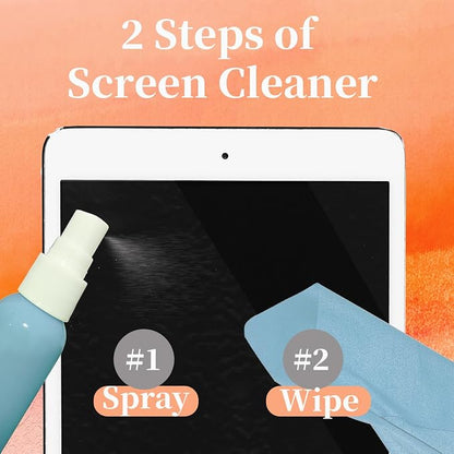 4-Pack Screen Cleaner Spray and 2 Pcs Microfiber Cloth Kit - for LCD, Laptop, PC, MacBook, iPhone, iPad, Computer Monitor, TV, Phone, Tablet, Touchscreen, Eyeglass Lens, and Car Display
