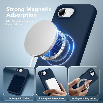 Magnetic for iPhone 17e/iPhone 16e Case, Compatible with MagSafe, [Soft Anti-Scratch Microfiber Lining] Slim Silicone Shockproof Protective Phone Case for iPhone 17e/16e 6.1", Cobalt Blue