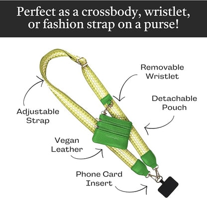 Save the Girls Original Clip and Go Phone Strap Pattern - Crossbody Phone Strap Chain with Zipper Wallet Pouch
